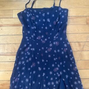 Sunday Best, Aritzia.  floral Navy Blue Dress
